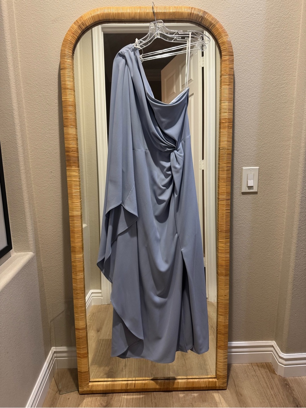Halston Heritage One-Shoulder Draped Gown in Powder Blue - Picture 3 of 5